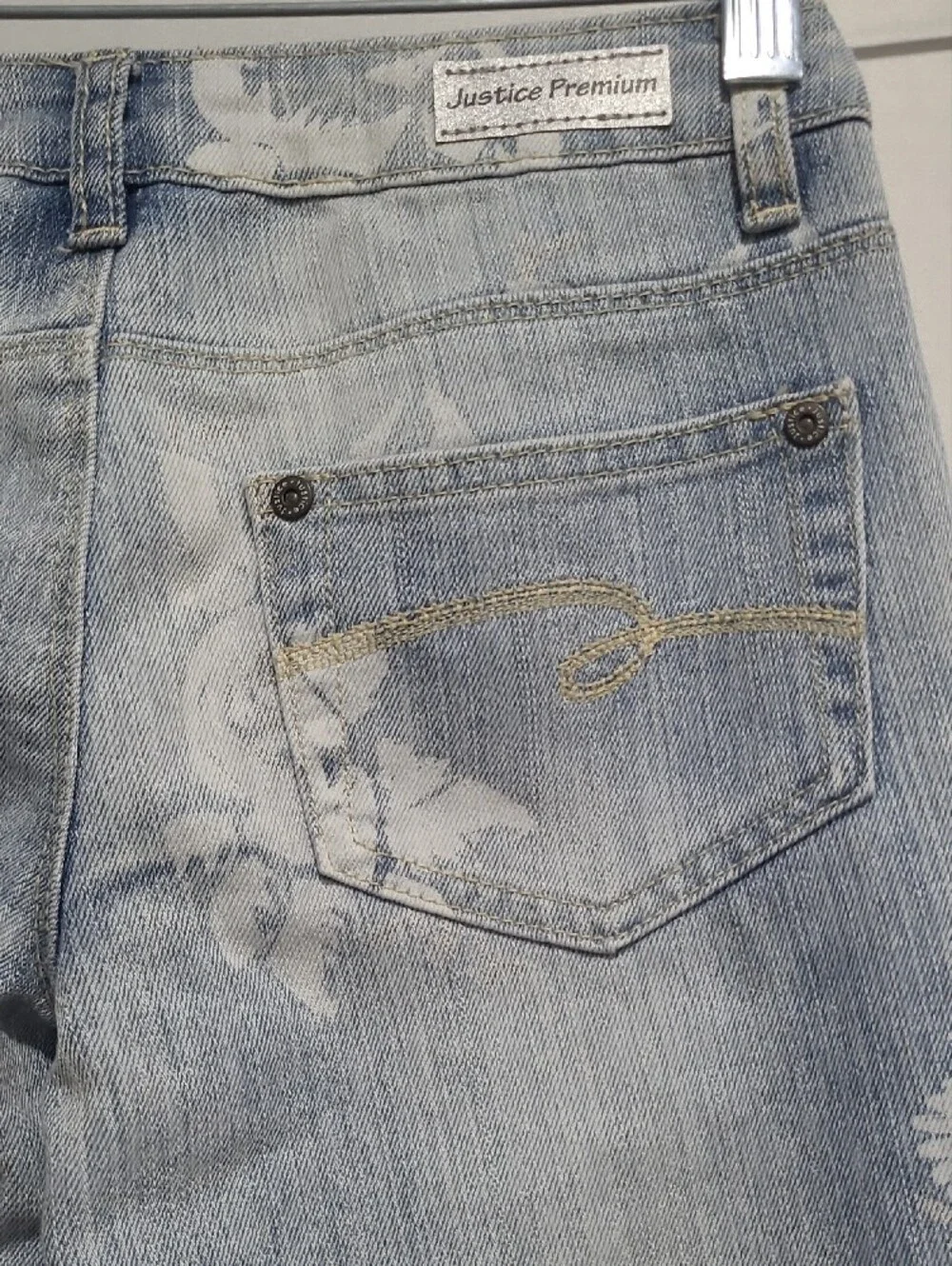 Justice Light Blue White Floral Skinny Jeans with Stud Accents Simply Low 10R